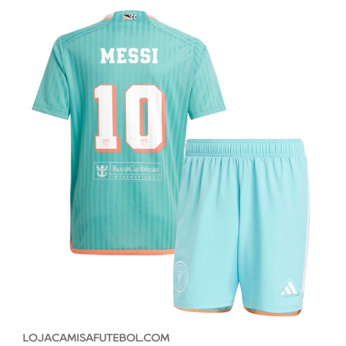 Camisa de Futebol Inter Miami Lionel Messi #10 Equipamento Alternativo Infantil 2024-25 Manga Curta (+ Calças curtas)